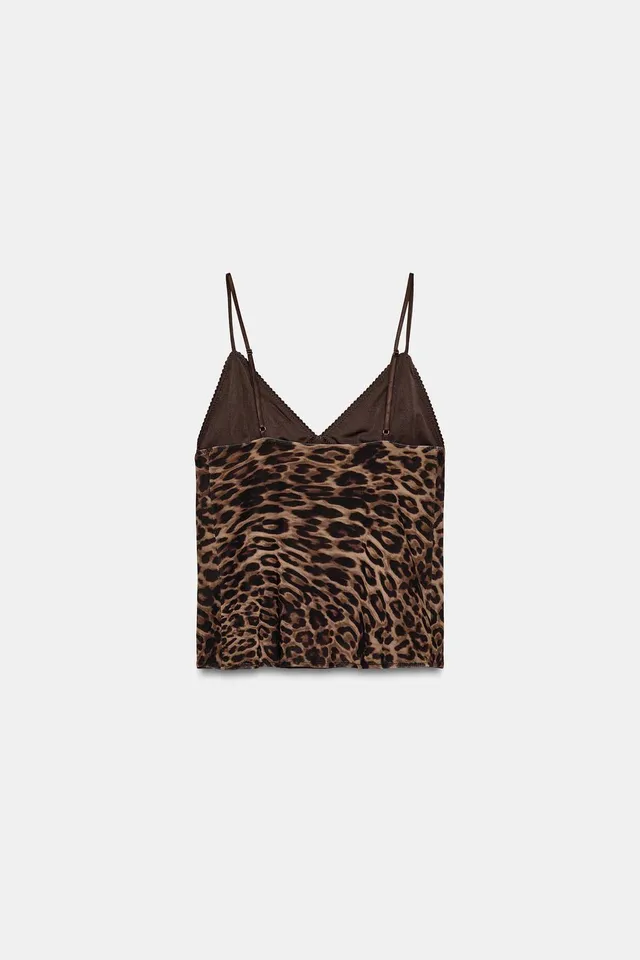 Women's Animal Print Tulle V-Neck Sleeveless Top – image 9