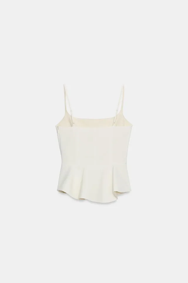 Women's Sleeveless Peplum Top with Adjustable Straps and Asymmetric Hem – image 8