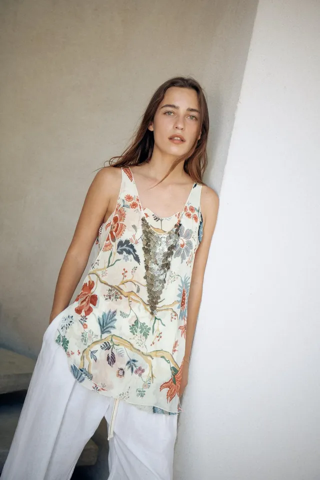 ZW Collection Beaded Printed Top