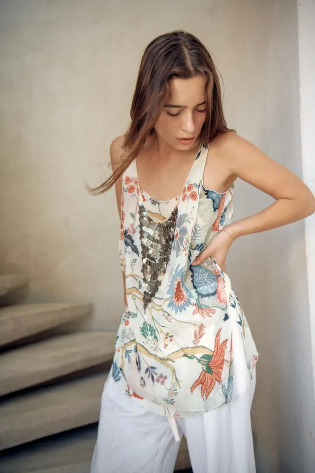 Beaded Printed Sleeveless Top for Women – image 4