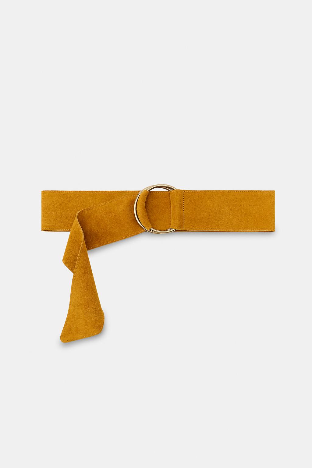 Suede Leather Circular Buckle Belt