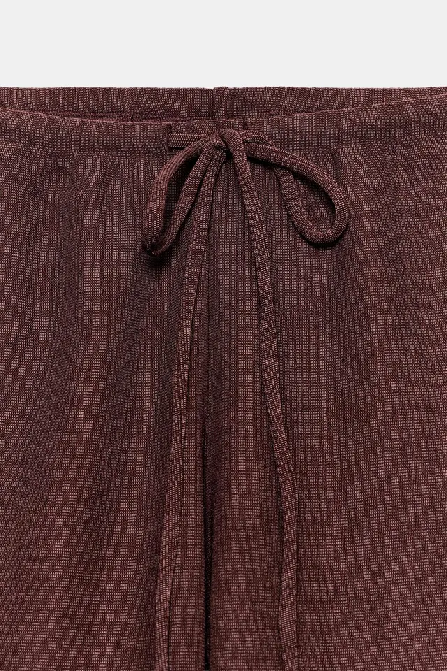 Rustic Fabric Mid-Waist Adjustable Drawstring Straight Trousers – image 10