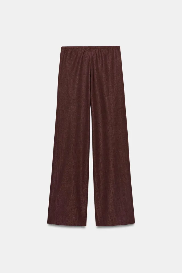 Rustic Fabric Mid-Waist Adjustable Drawstring Straight Trousers – image 9