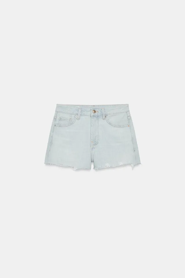 Mid-Rise Ripped Denim Shorts with Belt Loops and Five Pockets – image 4