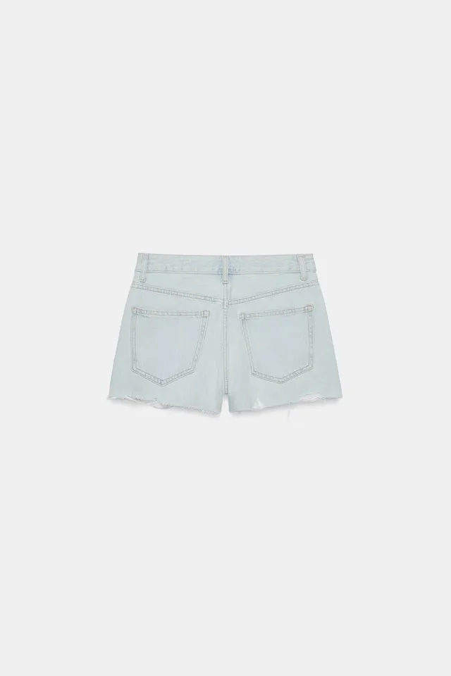 Mid-Rise Ripped Denim Shorts with Belt Loops and Five Pockets – image 5