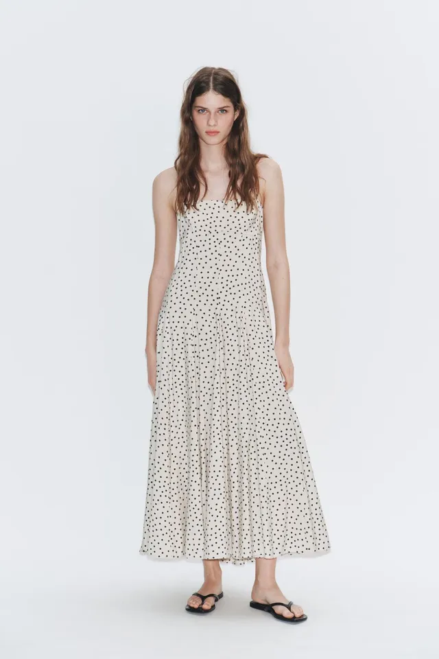 Polka Dot Halter Neck Midi Dress