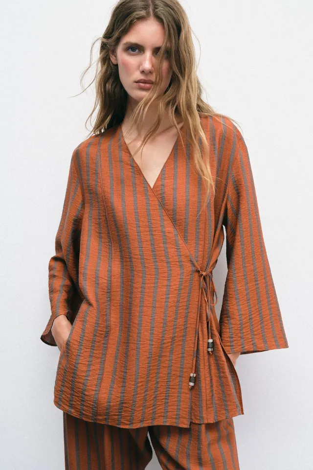 Striped Wrap Jacket – image 2