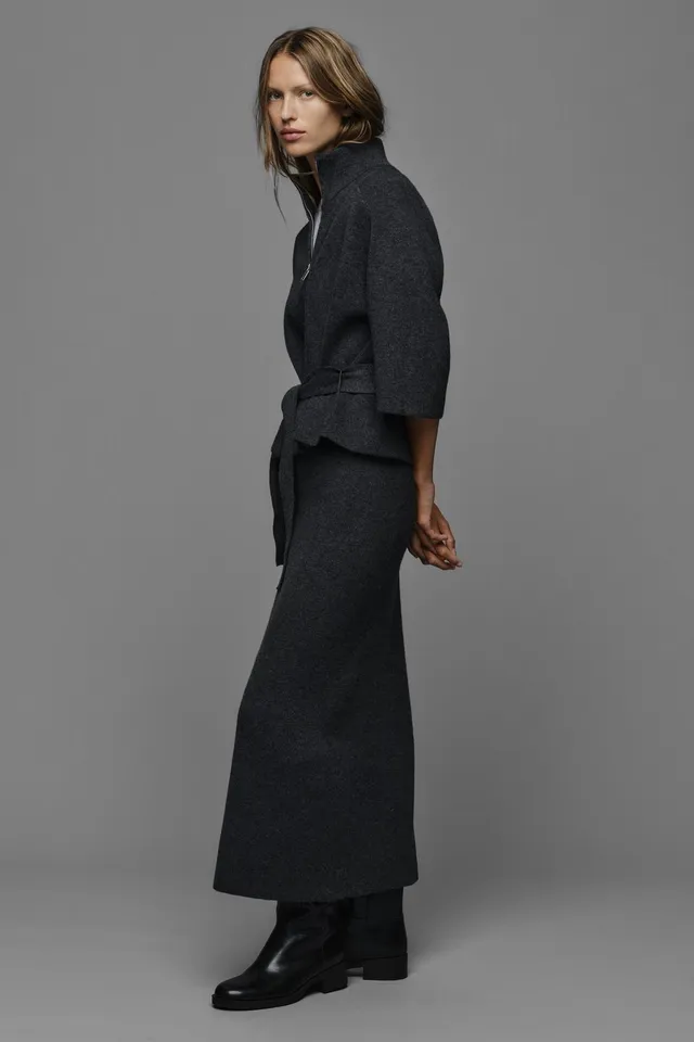 جاكيت محبوك مع حزام – صورة 2