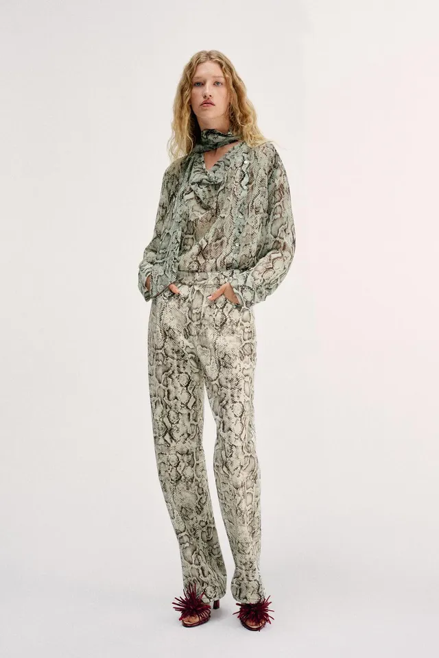 JEANS Z1975 STRAIGHT HIGH-WAIST LONG LENGTH ANIMAL PRINT