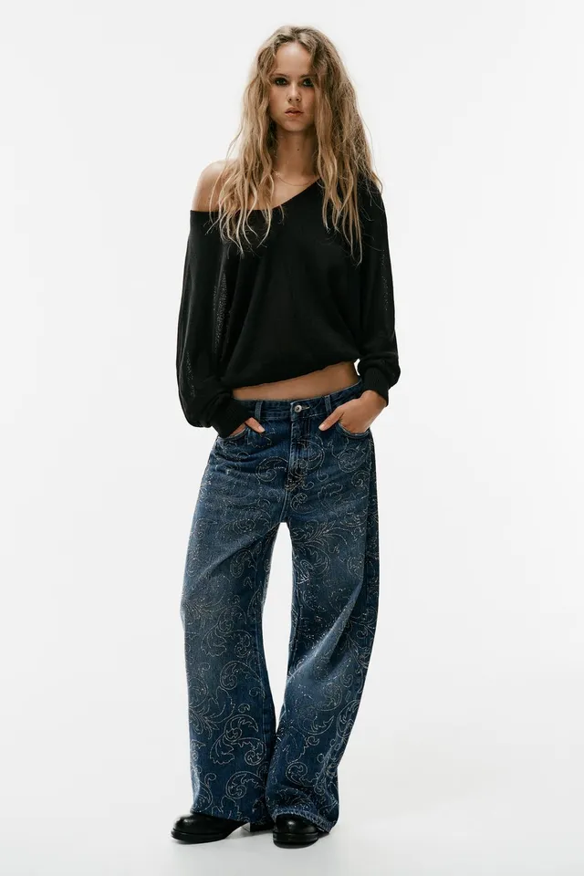 TR BAGGY MID-WAIST SHINY JEANS