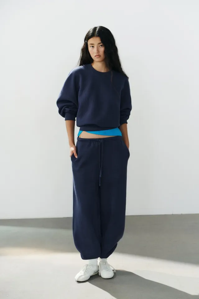 BASIC STRAIGHT PLUSH TROUSERS WITH ADJUSTABLE HEM
