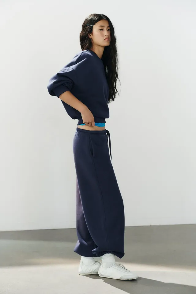 BASIC STRAIGHT PLUSH TROUSERS WITH ADJUSTABLE HEM – image 3