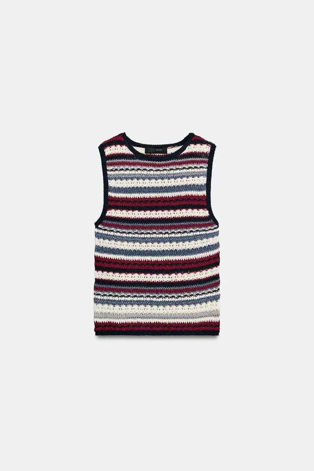 TEXTURED STRIPED KNIT TOP – image 2