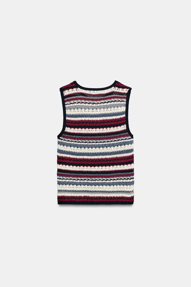 TEXTURED STRIPED KNIT TOP – image 3