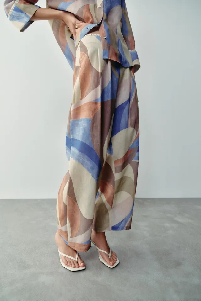 PRINTED WIDE-LEG TROUSERS – image 2