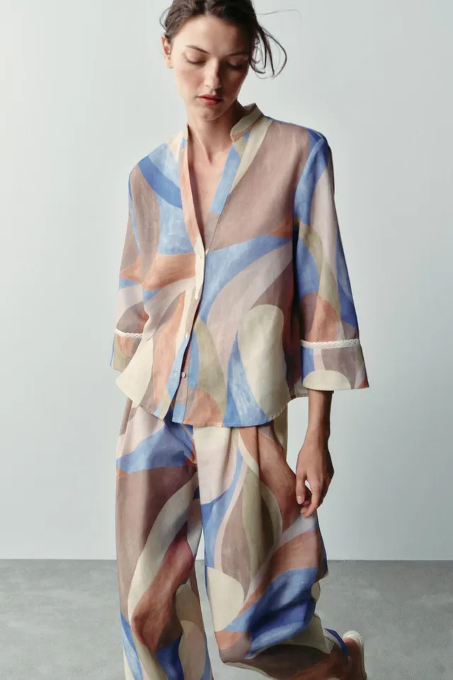 PRINTED WIDE-LEG TROUSERS – image 3