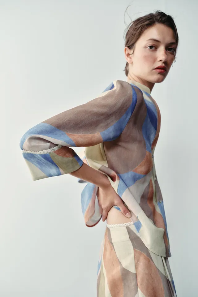 PRINTED WIDE-LEG TROUSERS – image 5