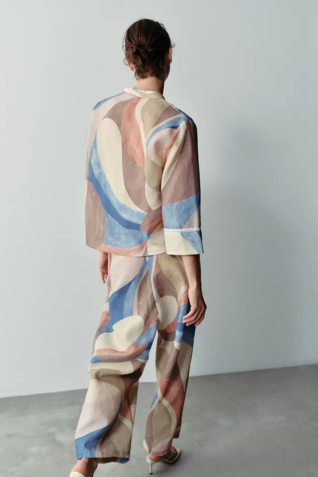PRINTED WIDE-LEG TROUSERS – image 7