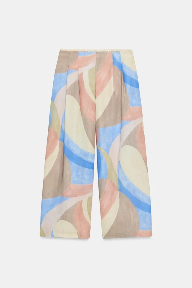 PRINTED WIDE-LEG TROUSERS – image 8