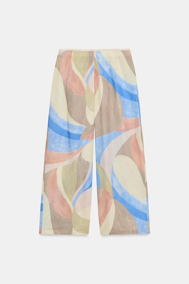 PRINTED WIDE-LEG TROUSERS – image 9