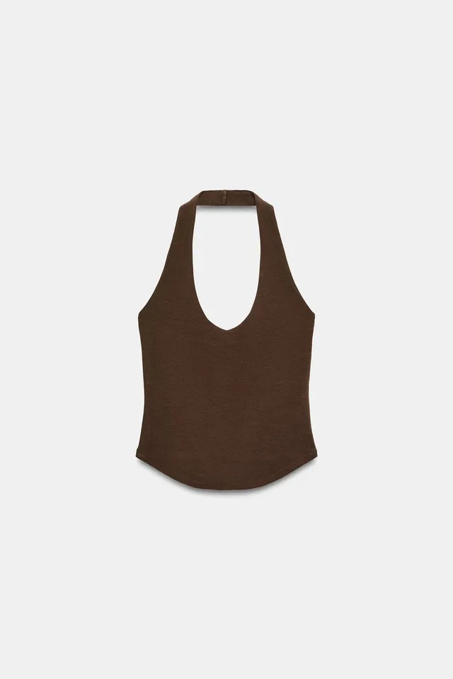 ROUNDED HEM HALTER TOP – image 5