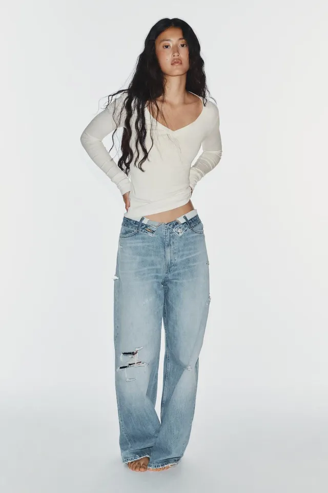 TRF MID-WAIST FOLDED WAISTBAND JEANS
