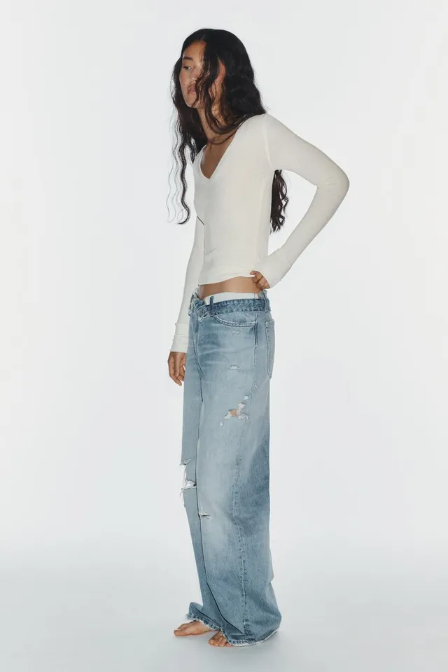TRF MID-WAIST FOLDED WAISTBAND JEANS – image 4
