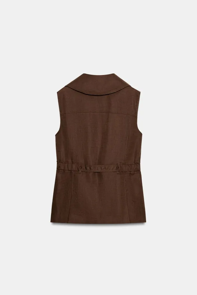 LINEN BLEND BELTED WAISTCOAT – image 8