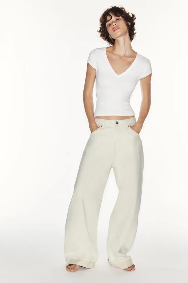TRF MID-WAIST BAGGY FOLDED JEANS