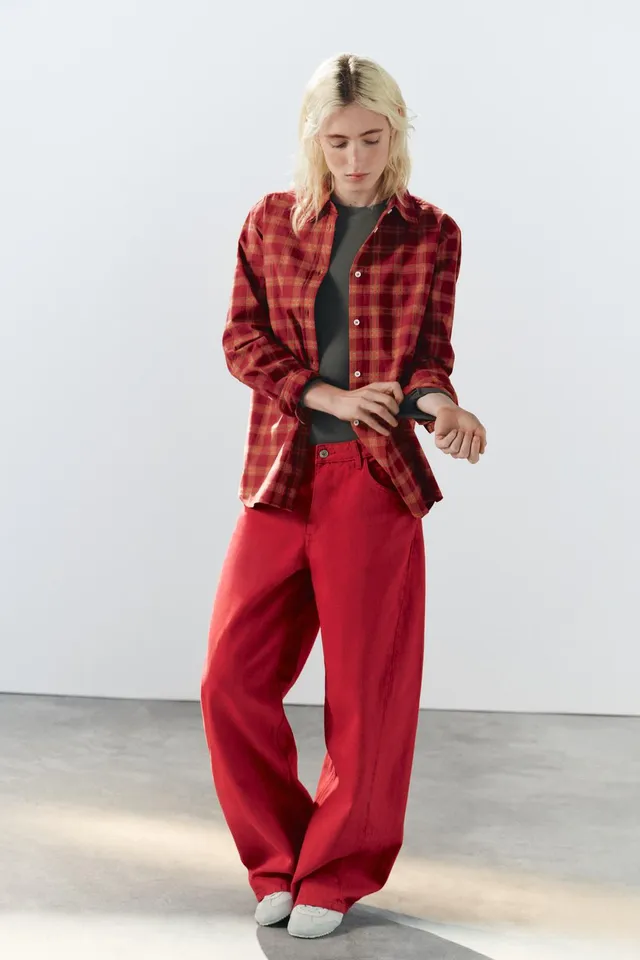 TRF MID-WAIST BAGGY OVERSIZE SEAMED JEANS