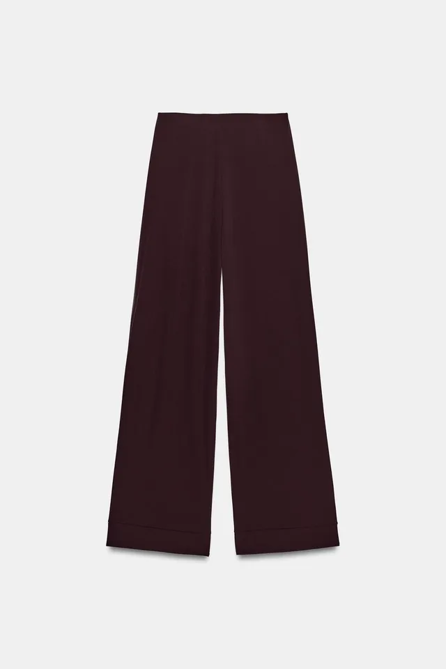 STRAIGHT-LEG CREPE TROUSERS WITH SLITS – image 7