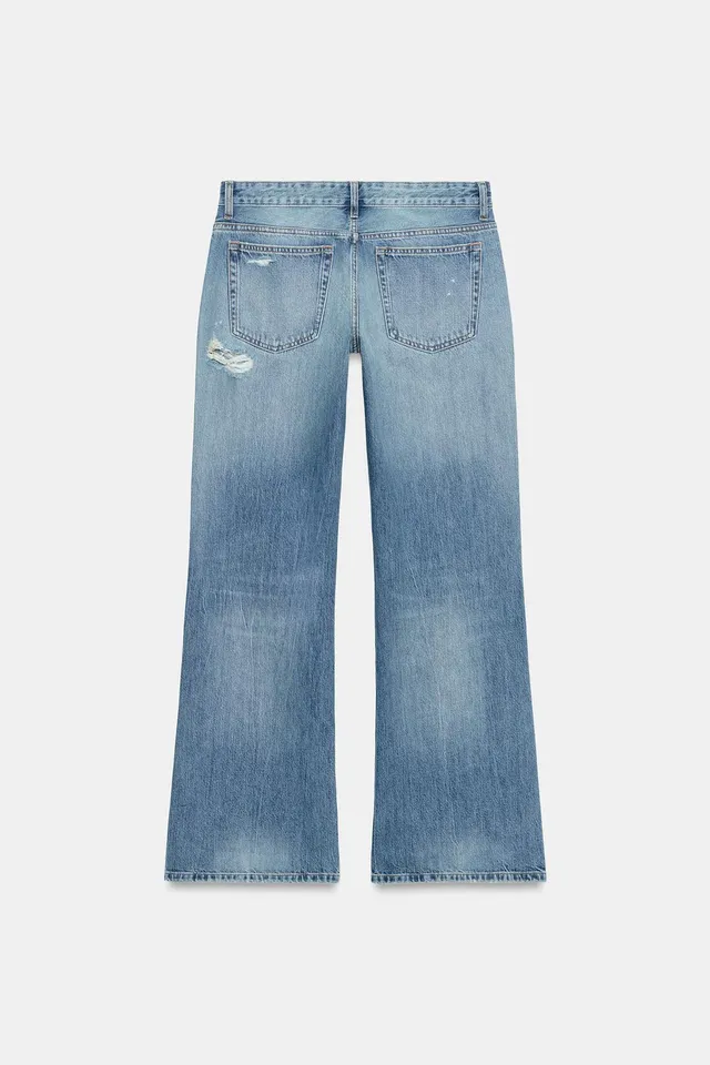 TRF RIPPED LOW-RISE WIDE-LEG FLARE JEANS – image 8