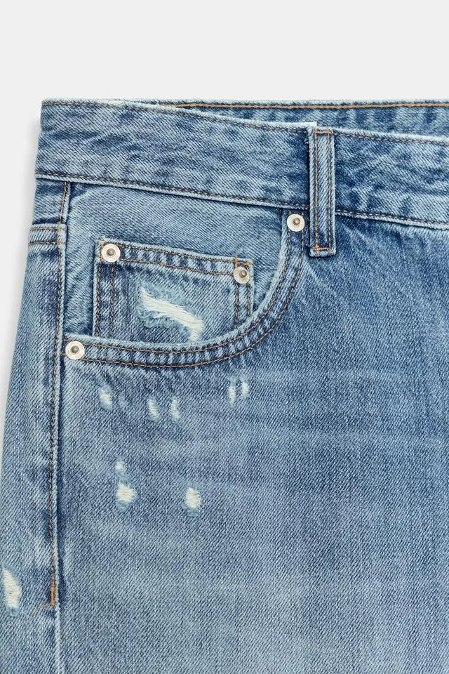 TRF RIPPED LOW-RISE WIDE-LEG FLARE JEANS – image 9