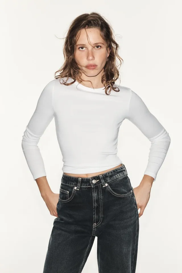 TRF HIGH-WAIST WIDE-LEG JEANS – image 3