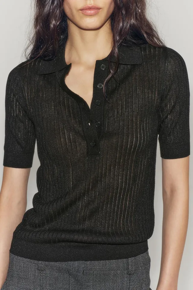 SEMI-SHEER KNIT POLO SHIRT – image 3