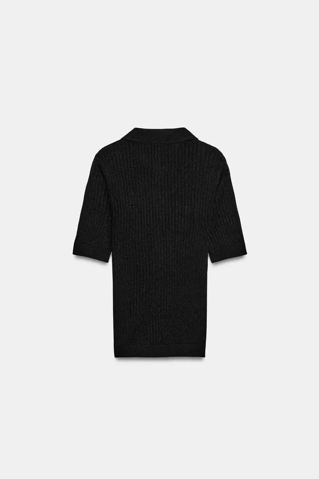 SEMI-SHEER KNIT POLO SHIRT – image 8