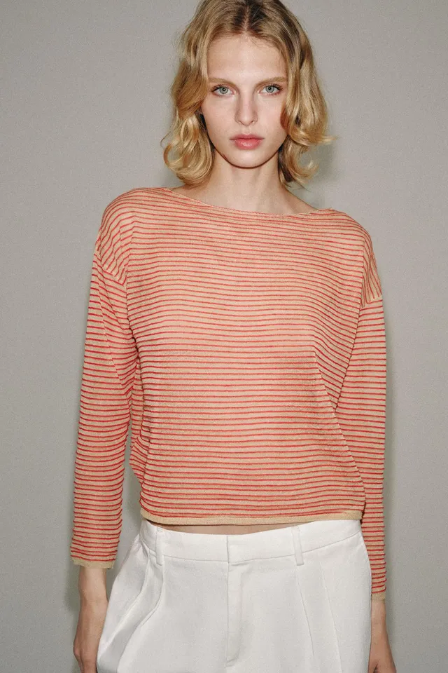 STRIPED FINE KNIT LINEN BLEND JUMPER – image 2
