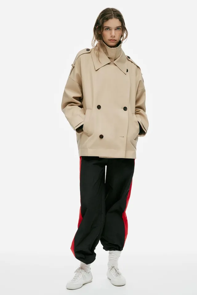 HIGH COLLAR OVERSIZE SHORT TRENCH COAT