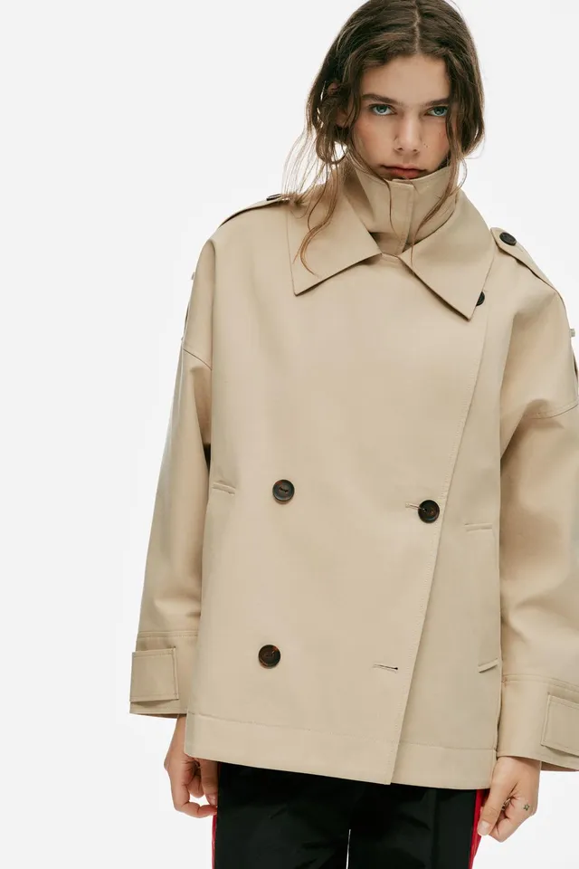 HIGH COLLAR OVERSIZE SHORT TRENCH COAT – image 2