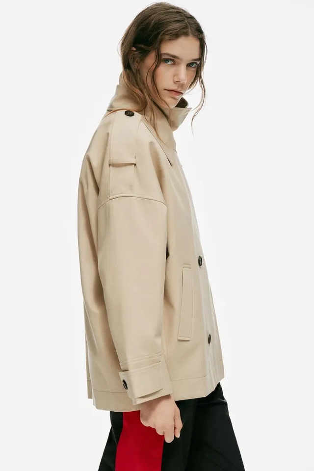 HIGH COLLAR OVERSIZE SHORT TRENCH COAT – image 3