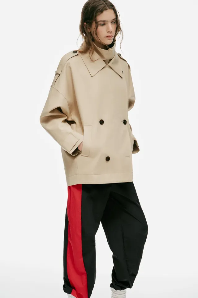 HIGH COLLAR OVERSIZE SHORT TRENCH COAT – image 4