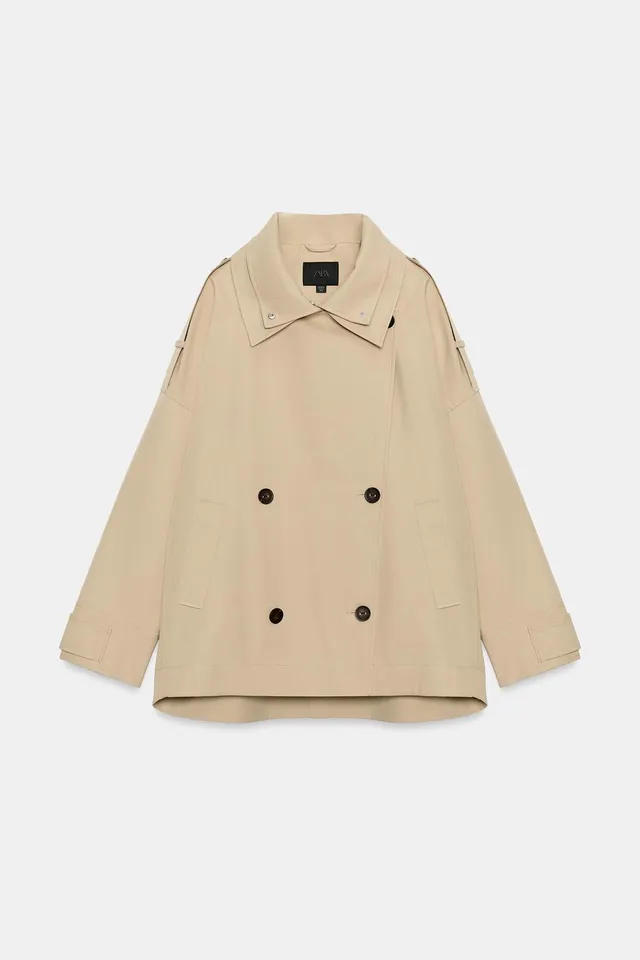 HIGH COLLAR OVERSIZE SHORT TRENCH COAT – image 7