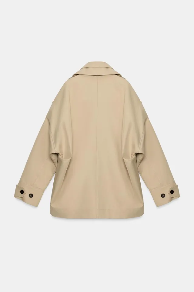HIGH COLLAR OVERSIZE SHORT TRENCH COAT – image 8