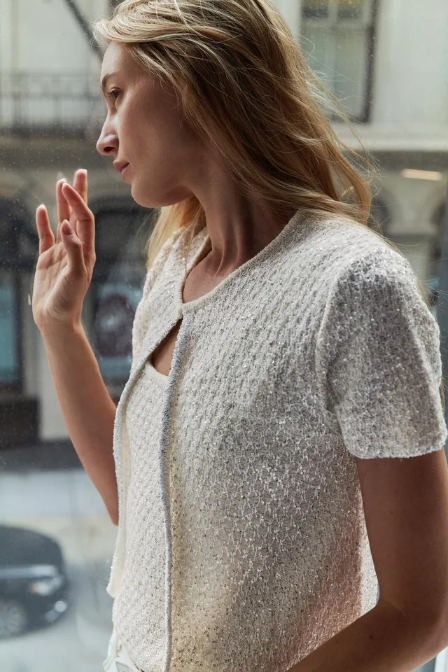 SEQUIN AND METALLIC THREAD KNIT TOP – image 3