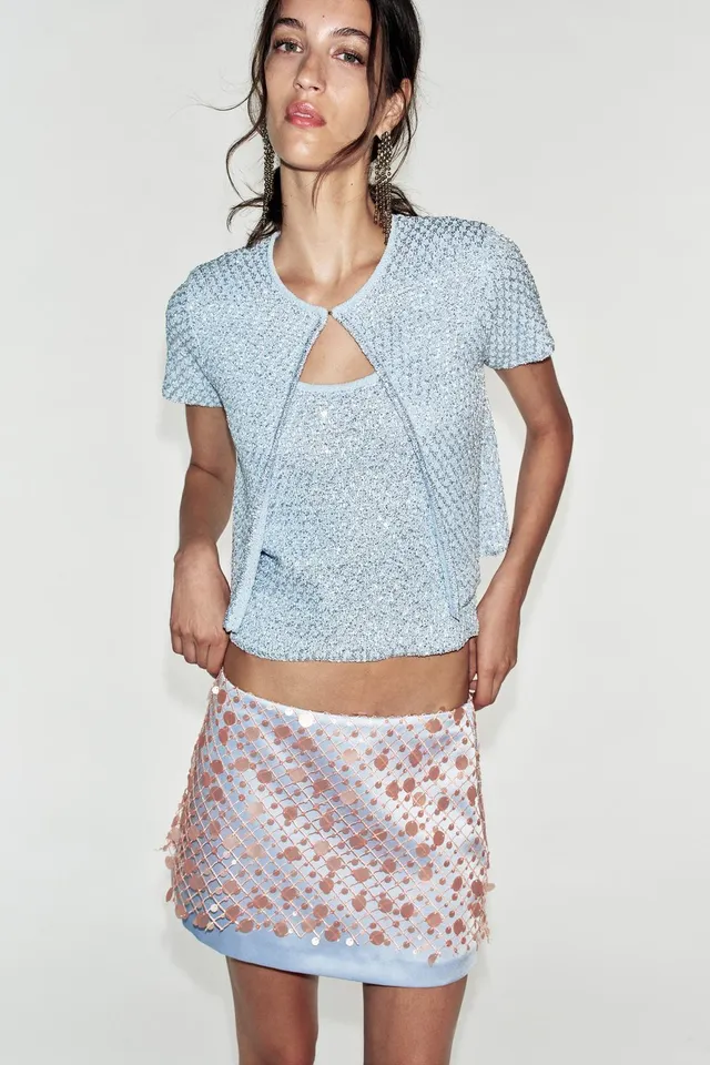 SEQUIN AND METALLIC THREAD KNIT TOP – image 2