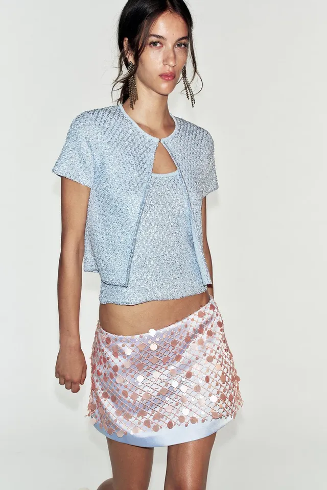 SEQUIN AND METALLIC THREAD KNIT TOP – image 4