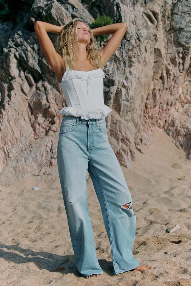 JEANS TRF EXTRA WIDE LEG TIRO ALTO