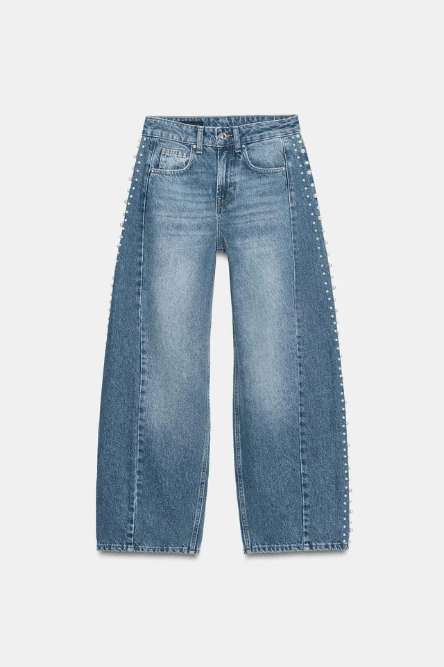 Z1975 HIGH-WAIST BARREL JEANS WITH FAUX PEARLS – image 8