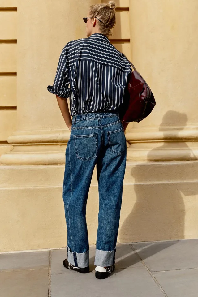 Z1975 MID-WAIST BAGGY JEANS WITH TURN-UP HEMS – image 5