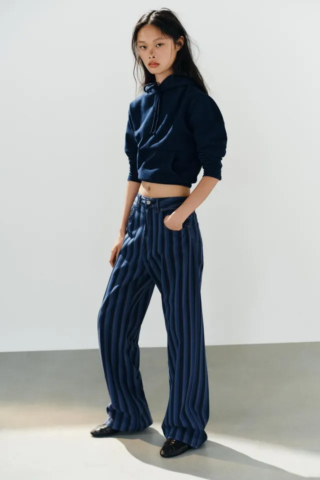 TRF MID-WAIST STRIPED JEANS